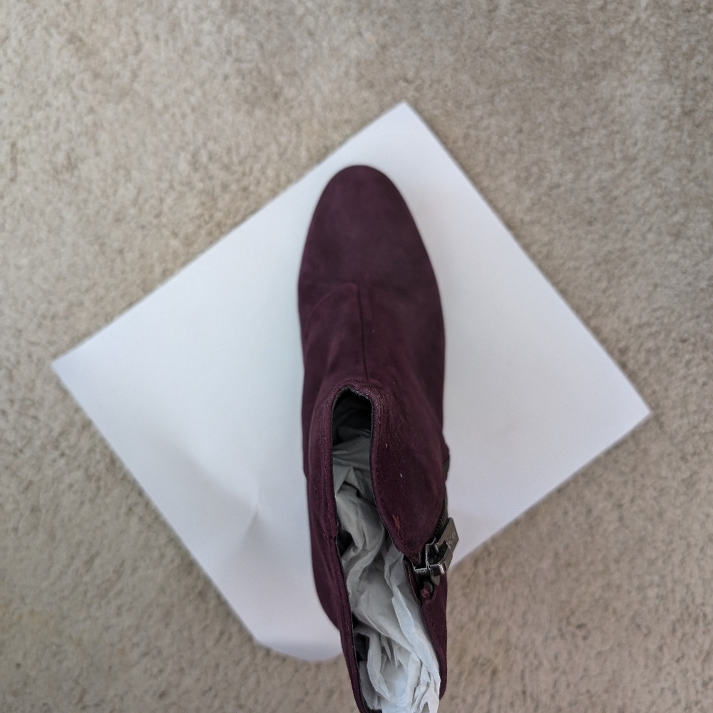 Elegant Burgundy Suede Ankle Boots - Picture 7 of 10